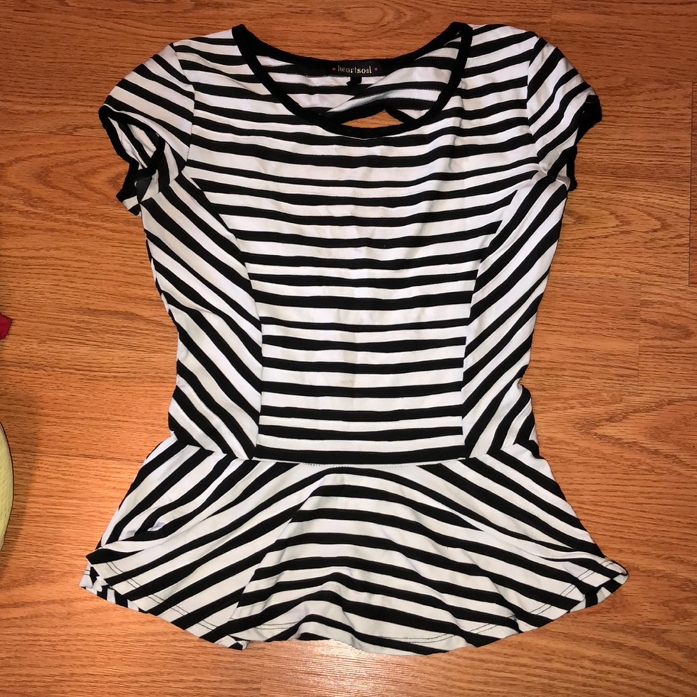 Open Back Stripped Hem Shirt